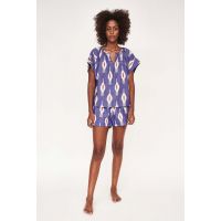Organic Cotton Handblocked Pajama Short Set - Nautical Ikat