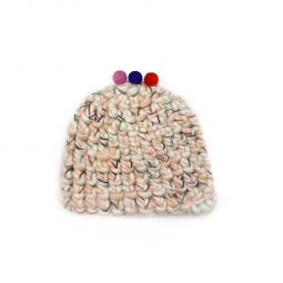 Kids Mischa Lamper Colorful Thread And Felt Balls Hat - White/Vanilla Blend