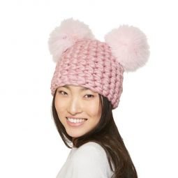 XL poms mickey beanies - dusty rose/baby pink