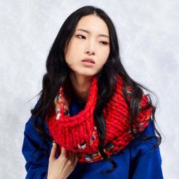 chroma large snood scarf - Red