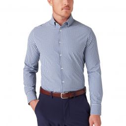 Mizzen+Main Leeward Long Sleeve Button Down Golf Dress Shirt - Coastal Fjord Alamo Gingham