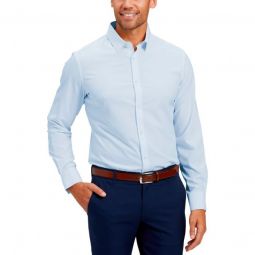 Mizzen+Main Leeward Long Sleeve Button Down Golf Shirt - Light Blue Solid