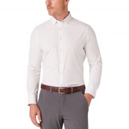 Mizzen+Main Leeward Long Sleeve Button Down Golf Shirt - White Solid