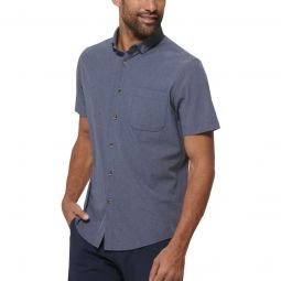 Mizzen+Main Leeward Short Sleeve Button Down Golf Shirt - Maritime Blue Heather