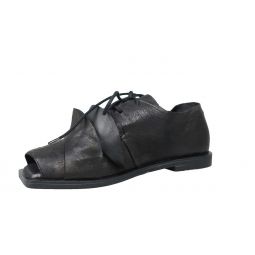 Papucei Lace Up Open Toe Oxford Flat Shoe - Black