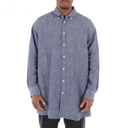 Maison Margiela Mens Button-down Linen Shirt, Brand Size 38 (Neck Size 15)