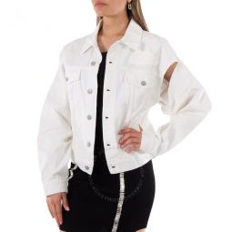 MM6 Ladies White Cut-out Detail Denim Jacket, Brand Size 36 (US Size 2)