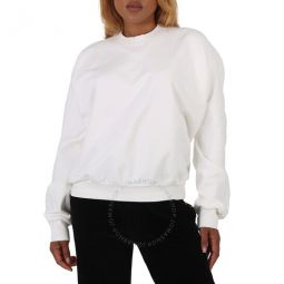 Maison Margiela Ladies White Oversized Sleeves Sweatshirt, Brand Size 44 (US Size 10)