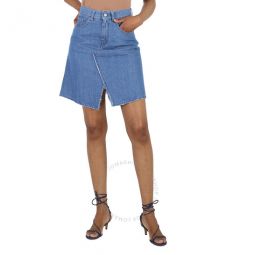 Ladies Blue High-Waisted Denim Skirt, Brand Size 38 (US Size 4)