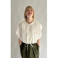 Pleated Drawstring Top - Off White