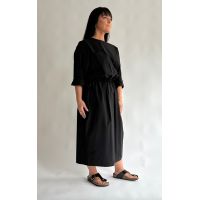 Drawstring Pocket Dress - Black