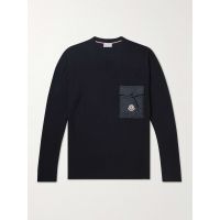Logo-Appliqued Shell-Trimmed Cotton Sweater