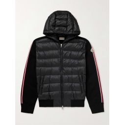 Slim-Fit Ribbed Wool and Quilted Shell Down Hooded Zip-Up Cardigan