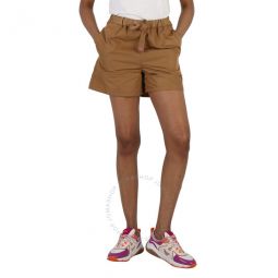 Ladies Tan Gabardine High-Waisted Drawstring Shorts, Brand Size 38 (US Size 0)