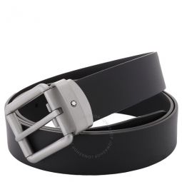 Black Leather 30 mm Adjustable Belt