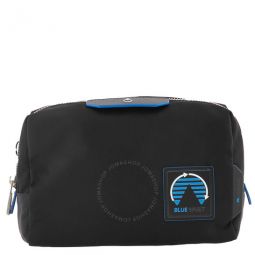 Black Blue Spirit Medium Nylon & Leather Trim Case - Luxury Washbags