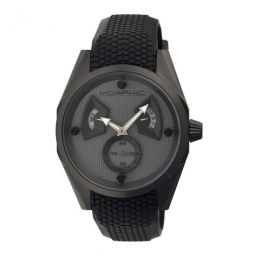 M34 Series Grey Engraved Pattern Dial Black Rubber Mens Watch