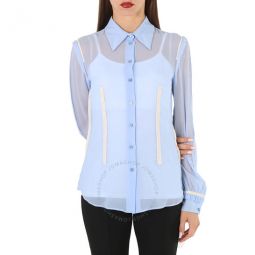 Ladies Light Blue Georgette Silk Shirt, Brand Size 40 (US Size 6)