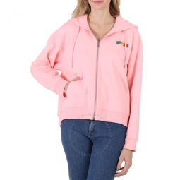 Pink Cotton Logo Zip Hoodie, Brand Size 38 (US Size 4)