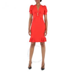Ladies Red Teddy Ruffle Dress, Brand Size 36 (US Size 2)