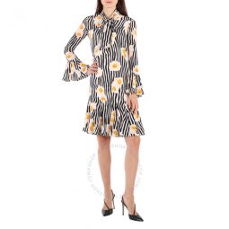 Ladies Fantasy Print Black Egg Print Dress, Brand Size 38 (US Size 4)