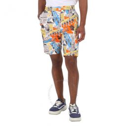 Mens Bermuda City Print Shorts, Brand Size 46 (Waist Size 30)
