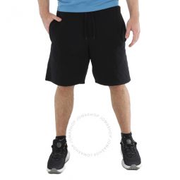 Mens Black Allover Logo Drawstring Shorts, Brand Size 46 (Waist Size 30)
