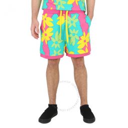 Mens All-Over Floral Printed Swim Shorts, Size Large
