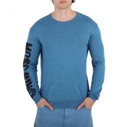 Mens Light Blue Logo-Print Jumper, Brand Size 50 (US Size 40)