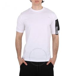 White Cotton Jersey Zip-Pocket Short-Sleeve T-Shirt, Brand Size 46 (US Size 36)