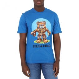 Blue Cotton Robot Bear T-Shirt, Brand Size 46 (US Size 36)