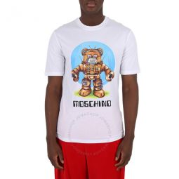 White Cotton Robot Bear T-Shirt, Brand Size 44 (US Size 34)