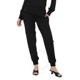 Ladies Black Allover Logo Viscose Twill Joggers, Brand Size 40 (US Size 6)