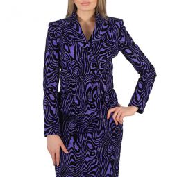 Ladies Purple Moire Effect Jacquard Blazer, Brand Size 38 (US Size 4)