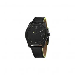 Men's BOLD Verso Leather Black Dial Watch