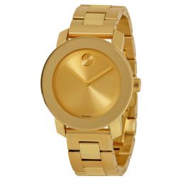 Bold Champagne Dial Yellow Gold Ion-pated Ladies Watch