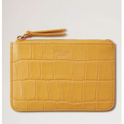 Small Zip Coin Pouch Yellow Matte Small Croc