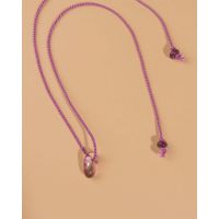 Glass Bead and Rope Necklace - Purple Drop