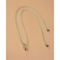 Glass Bead and Rope Necklace - Orange/Seafoam Drop