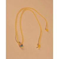 Glass Bead and Rope Necklace - Yellow Drop