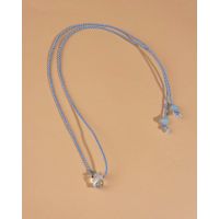 Glass Bead and Rope Necklace - Baby Blue Confetti