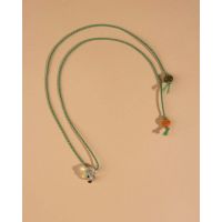 Glass Bead and Rope Necklace - Multi Green Confetti