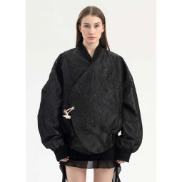 EUPHORIC SANDFORD DOUBLE BREASTED BOMBER JACKET - BLACK