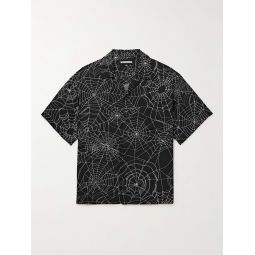 Camp-Collar Printed Crepe Shirt