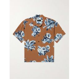Chaplin Camp-Collar Floral-Print Silk Crepe de Chine Shirt