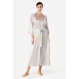 Precious Sunset Long Silk Kimono - Pearl Grey