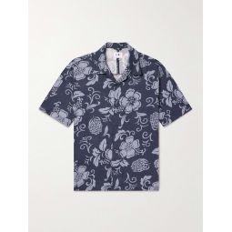 Ole 5220 Camp-Collar Printed Linen Shirt