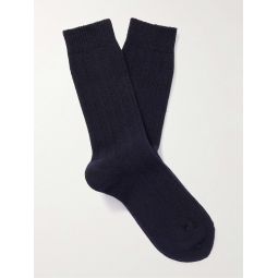 One 9055 Logo-Embroidered Ribbed Wool-Blend Socks