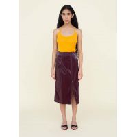 Shiny Tech Pencil Skirt - Burgundy
