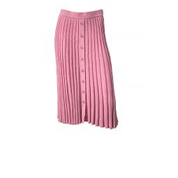 Pleated Button Up Midi Skirt - Pink Mist